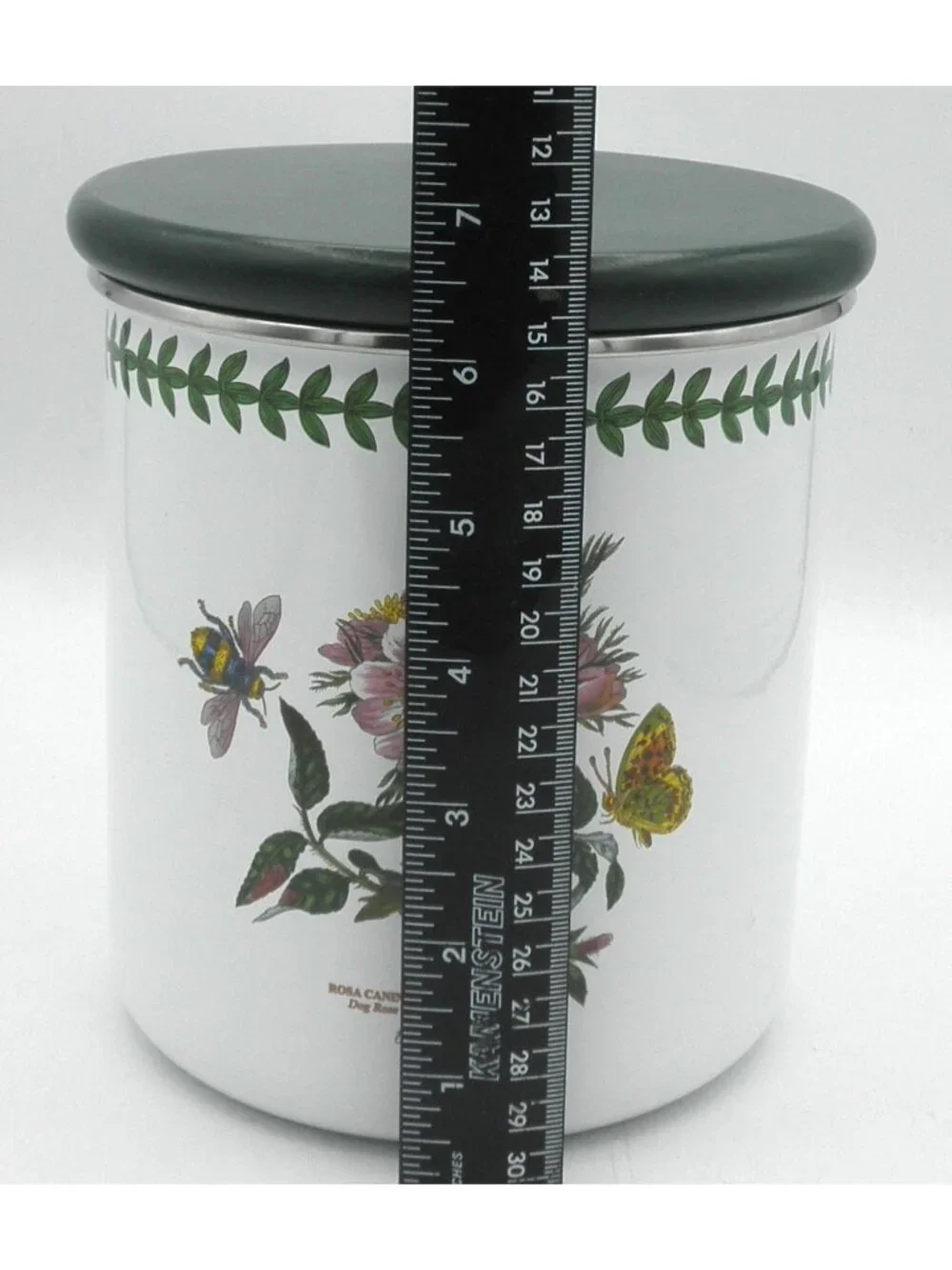 Portmeirion Botanic Garden Medium Metal Canister w/Wood Lid Dog Rose PRTBOG
